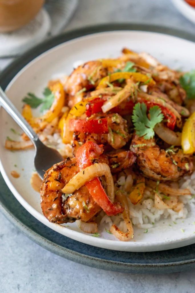 air fryer shrimp and peppers