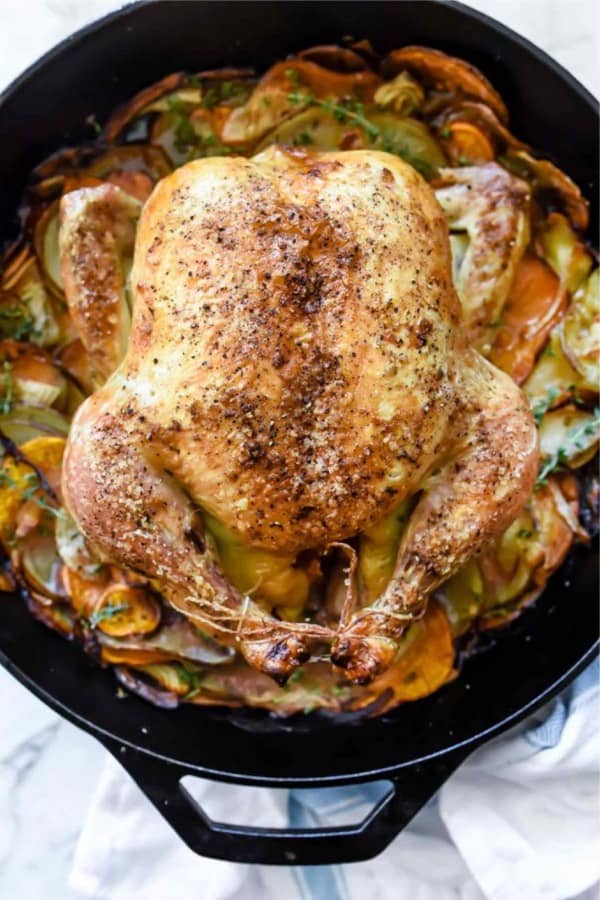 how to make a whole chicken in skillet