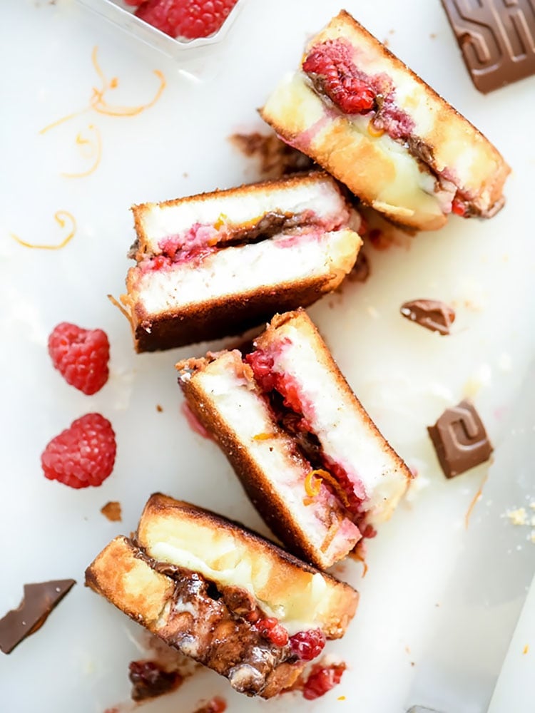 Raspberry and Chocolate With Almonds Grilled Cheese