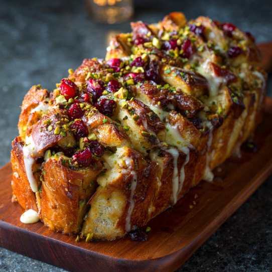 Cranberry Pistachio Brie Pull-Apart Bread