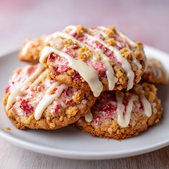 1. *Preheat your oven* to 350°F (175°C). Line your baking sheets with parchment paper — trust me, it makes clean-up easier later. 2. *Make the cookie dough:* In a big bowl, cream the butter and both sugars until it’s fluffy and light — about two minutes. Mix in the egg and vanilla. 3. *Combine the dry stuff:* In another bowl, whisk the flour, baking soda, salt, and strawberry gelatin powder. Slowly add that into your wet mixture. Don’t overmix. 4. *Add strawberries (if you’re using them):* Fold them in gently. The dough might look a little pink and streaky — that’s part of the charm. 5. *Make the topping:* Stir together your crushed graham crackers, sugar, melted butter, and sprinkles until crumbly. It should feel like wet sand. 6. *Form the cookies:* Scoop about a tablespoon and a half of dough, roll into balls, and set them a couple of inches apart on the sheet. Press gently to flatten. Pile on the crunch topping. Go heavy — it bakes into this sweet, crackly layer that’s pure magic. 7. *Bake* for 10–12 minutes, until the edges are golden and the centers just look set. They’ll be soft right out of the oven — that’s what you want. Let them rest five minutes before moving to a rack. 8. *Cool and devour.* Or don’t wait. I never do. A Few Honest Thoughts These cookies are the kind of thing that makes you want to text someone and say, “Come over, I made something stupidly good.” They’re soft but crisp, nostalgic but new, and somehow just a little bit addictive. They’re not perfect circles. They’re not dainty or elegant. But they’ve got personality — buttery edges, a pink glow, a crunch that makes you smile. And honestly? That’s better than perfect.