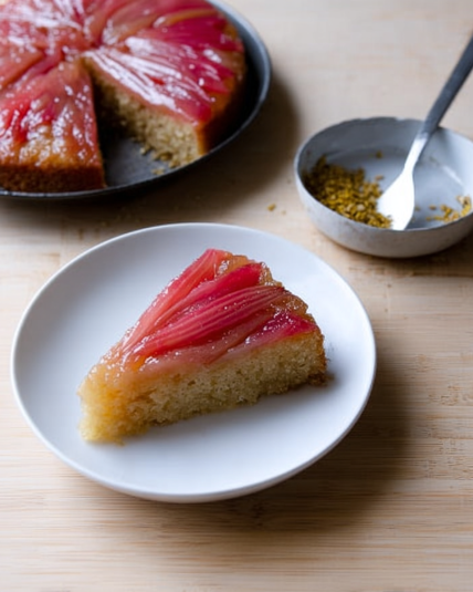 rhubarb upside-down spice cake