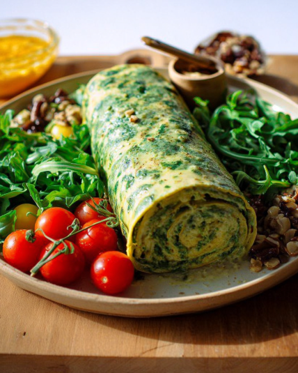 rolled spinach omelet