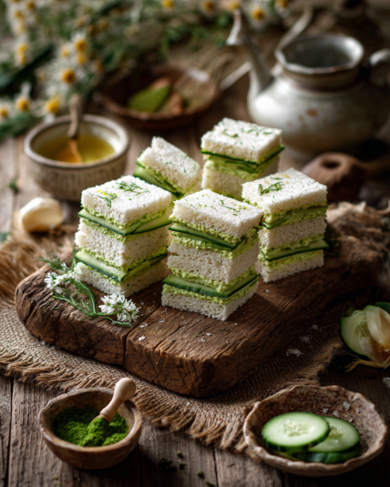 Sandwiches with Green Cream