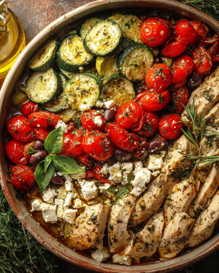Mediterranean Chicken Zucchini Bake