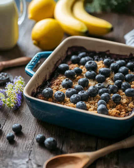 Delicious Baked Oatmeal with Blueberries and Bananas for Breakfast