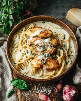 Roasted Garlic Bucatini Alfredo with Smoked Mozzarella Magic
