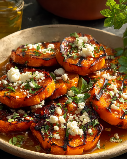 Irresistible Roasted Sweet Potato Rounds with Honey & Feta